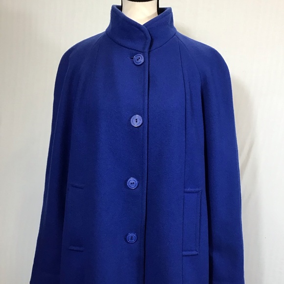 Vintage Komitor Womens Oversized Wool Trench Coat Size 8 Long Overcoat Twee Blue - Picture 10 of 16
